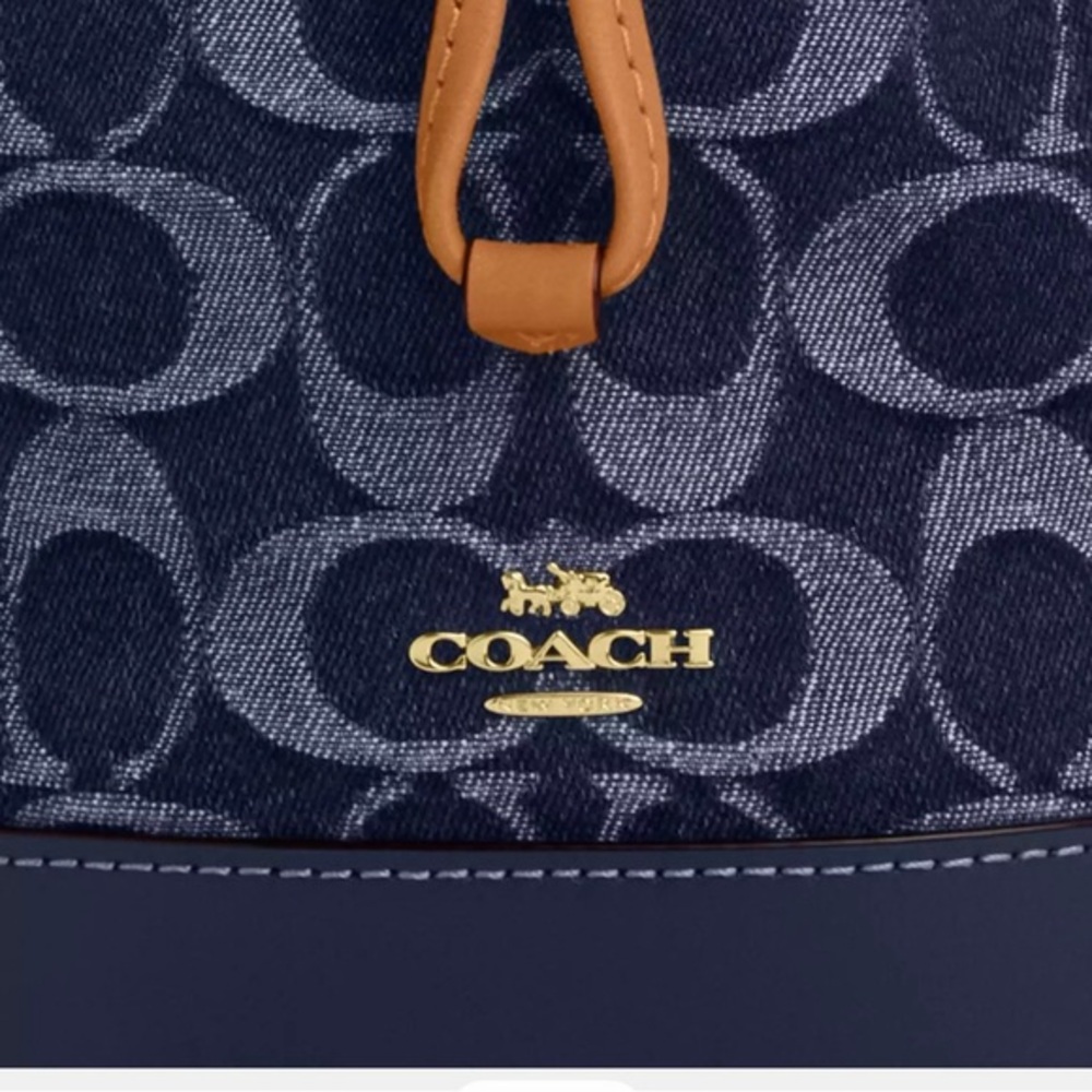🔥NWT COACH Mini Bucket‎ Bag In Signature Denim - Picture 5 of 10